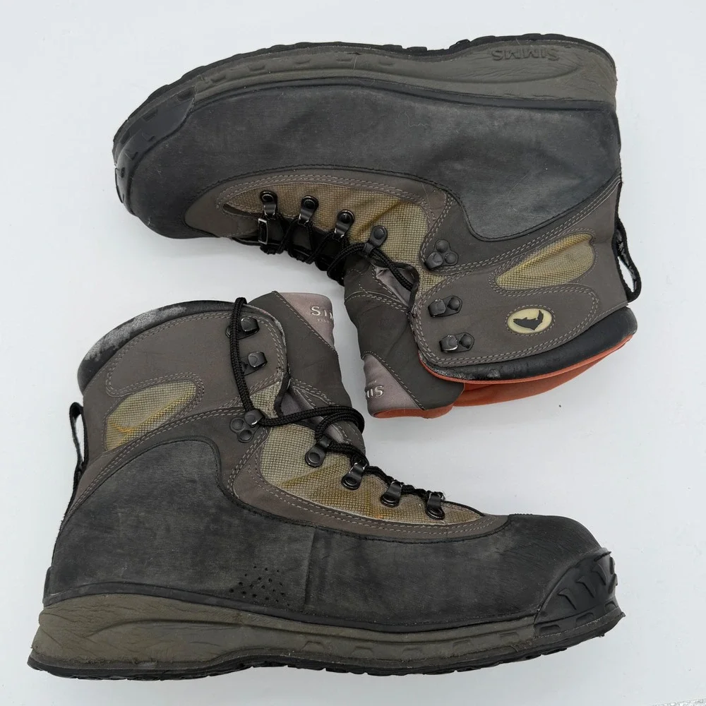 Simms G3 Guide Wading Boots Mens 13 Brown Grey Vibram Sole Fishing 29512-00